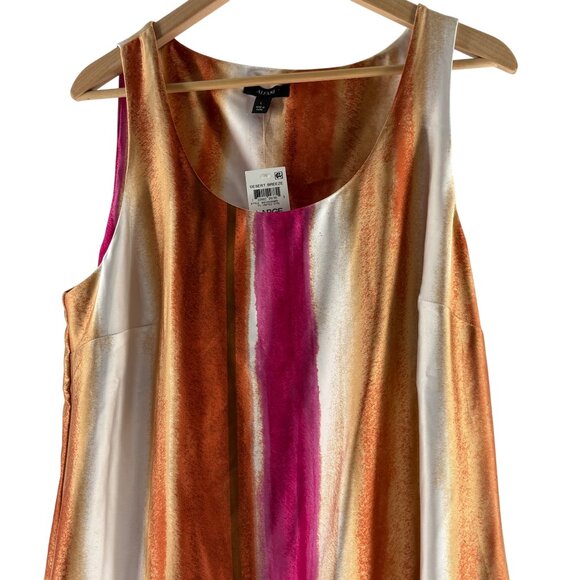 Alfani Womens Hilow Maxi Dress Coral Geometric Stripes Sleeveless L NWT - Picture 6 of 7